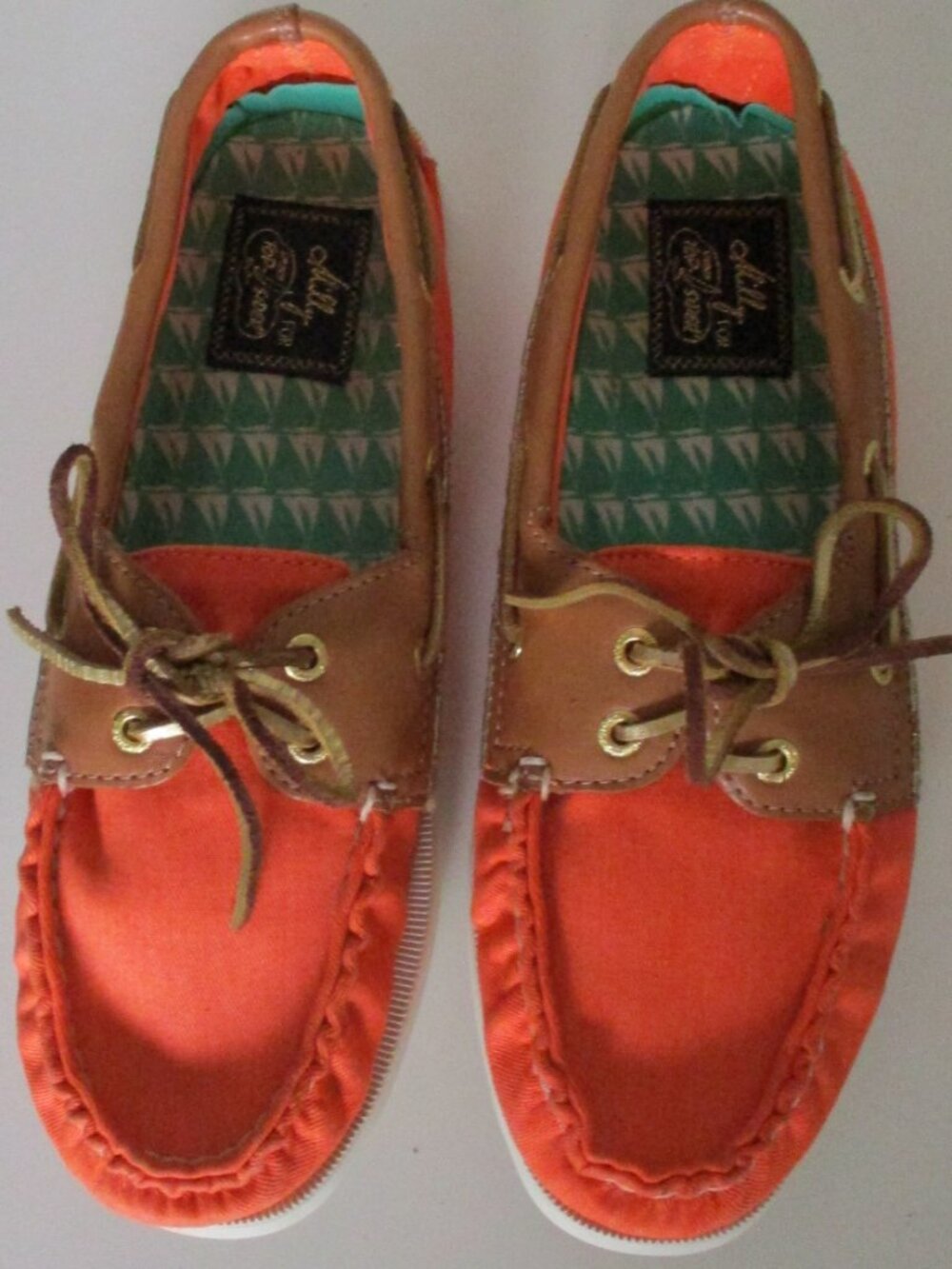 Milly for Sperry Top-Sider Womens Orange Canvas Moccasin Boat Shoe NWOB - 7.5M - Picture 5 of 8